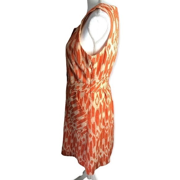 J.Crew Orange & Ivory Caroline Textured Dress in Ikat - Picture 4 of 9
